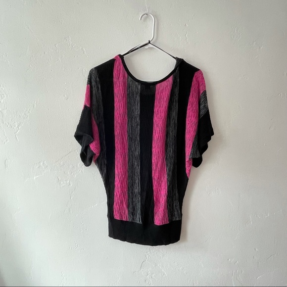 Forever 21 Magenta, Gray & Black Striped Batwing Top - Picture 3 of 5